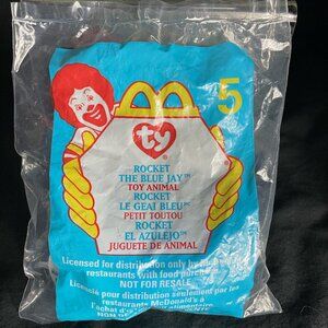 RARE TY ORIGINAL TEENIE BEANIE BABY #5 ROCKET THE TEENIE BLUE JAY 1999 RETIRED I